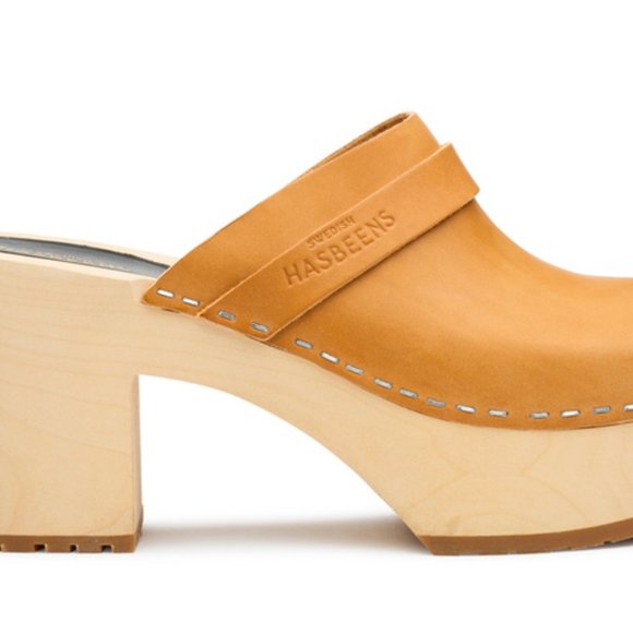 Swedish Hasbeens Louise Leather Clogs 100% Leather - Picture 2 of 10